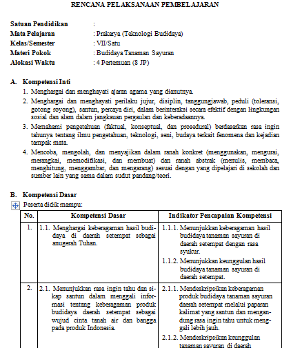 Download Silabus RPP Prakarya Kelas 7 dan 8 Kurikulum 2013