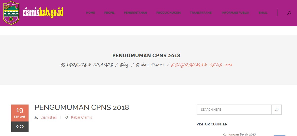 Ketentuan dan Jadwal Sesi Ujian SKD CPNS Kabupaten Ciamis Tahun 2018