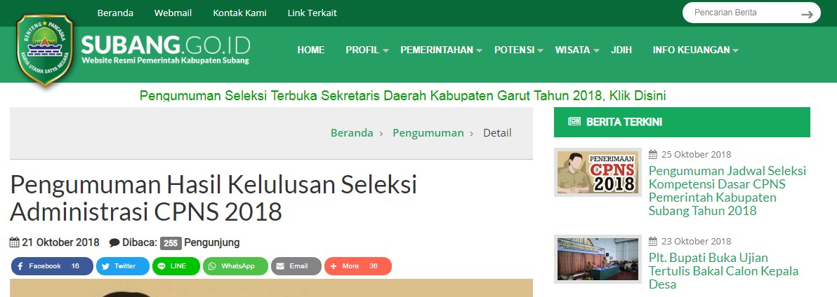 Ketentuan dan Jadwal Sesi Ujian SKD CPNS Kabupaten Bandung Tahun 2018