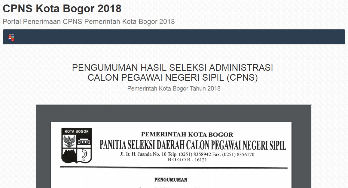 Jadwal dan Lokasi Tes Kompetensi Dasar CPNS Kota Bogor Tahun 2018