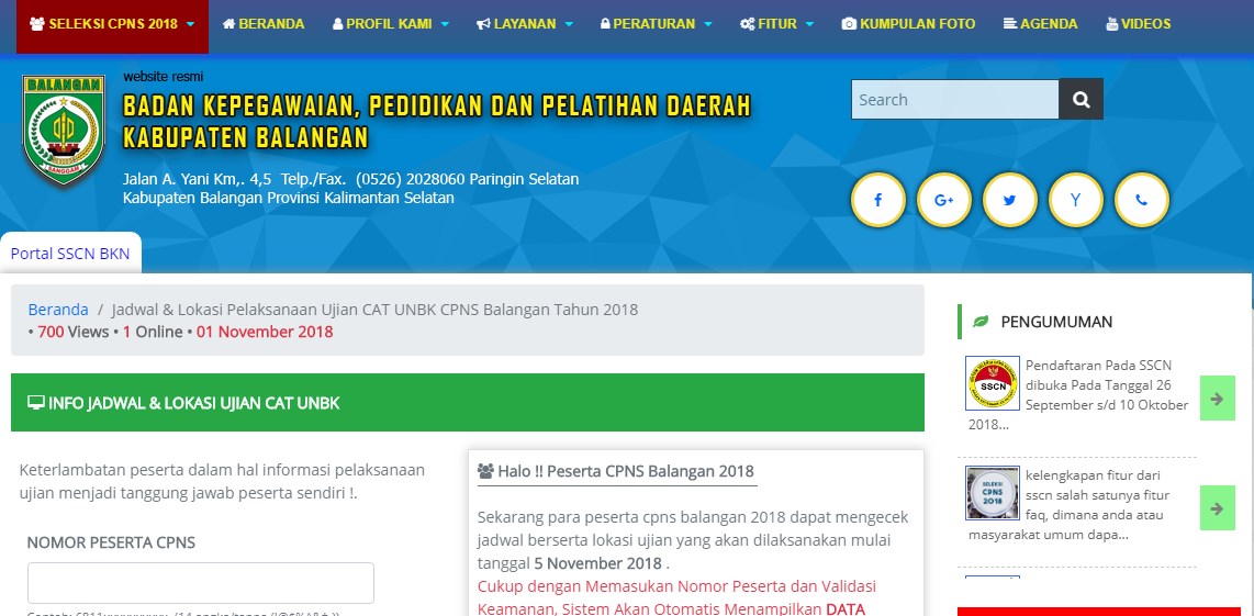 Jadwal dan Lokasi Tes Kompetensi Dasar CPNS Kabupaten Balangan Tahun 2018