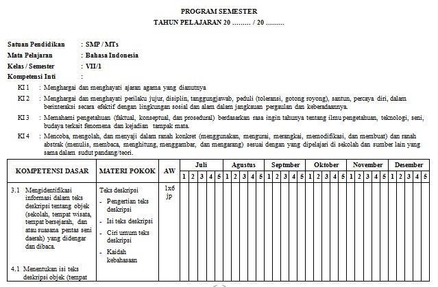 Download Silabus dan RPP Bahasa Indonesia Kelas 7 SMP MTs K13