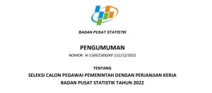 Pengumuman Seleksi PPPK Badan Pusat Statistik BPS 2022