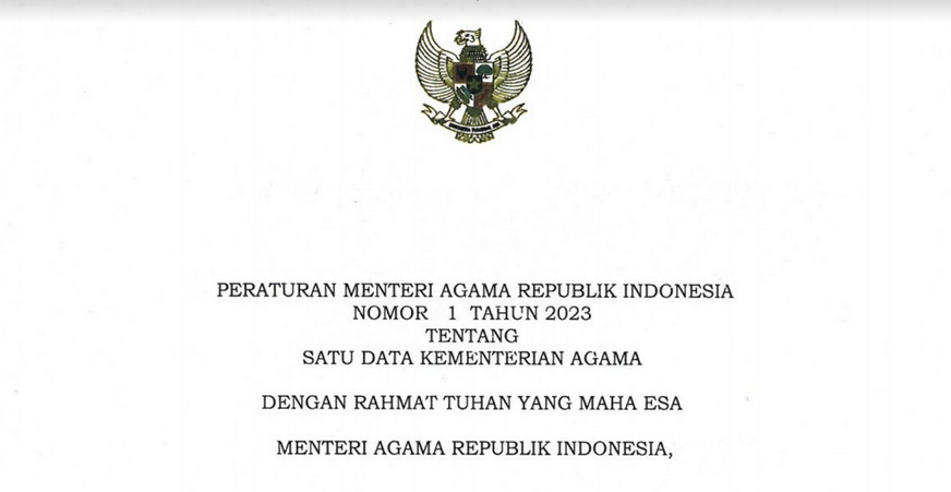 Peraturan Menteri Agama Nomor 1 Tahun 2023 tentang Satu Data Kementerian Agama