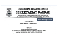 Pengumuman Hasil Seleksi Administrasi PPPK Kabupaten Banten 2023